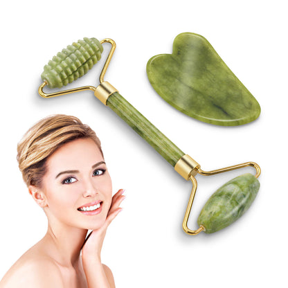 Jade Roller & Gua Sha Face Massage Set
