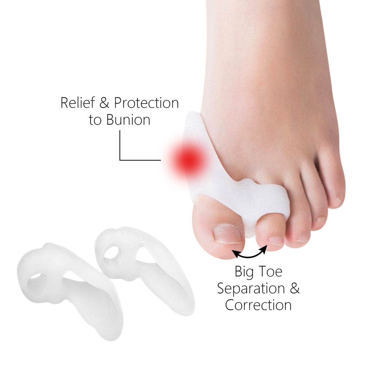 Silicone Bunion Corrector & Big Toe Separator – 1 Pair