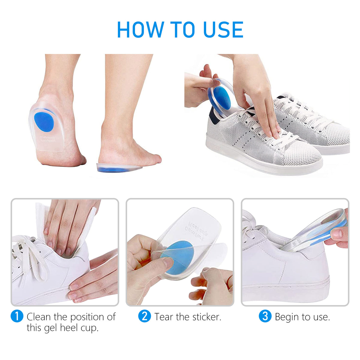 Gel Heel Cups for Plantar Fasciitis & Heel Pain Relief